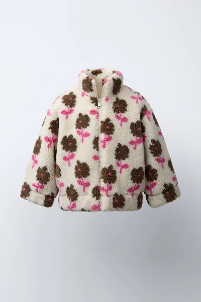 VESTE EFFET MOUTON À FLEURS