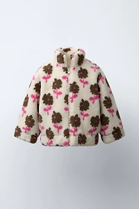 VESTE EFFET MOUTON À FLEURS