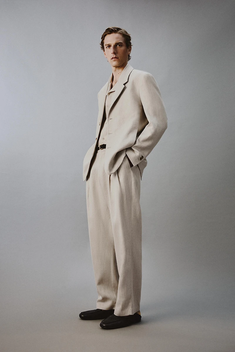 RELAXED FIT COTTON - LINEN SUIT BLAZER