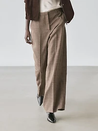 Wide-leg voluminous wool blend trousers