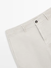 Linen blend tapered fit trousers