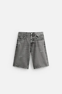 RIPPED BAGGY FIT DENIM SHORTS