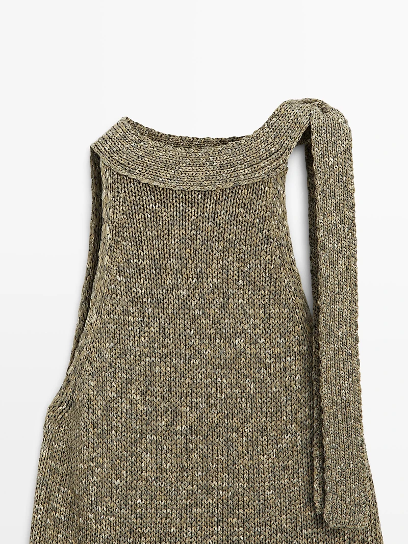 100% cotton halter top with tie detail