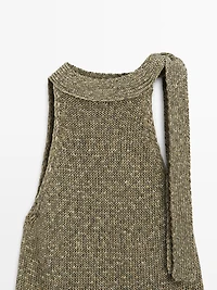100% cotton halter top with tie detail