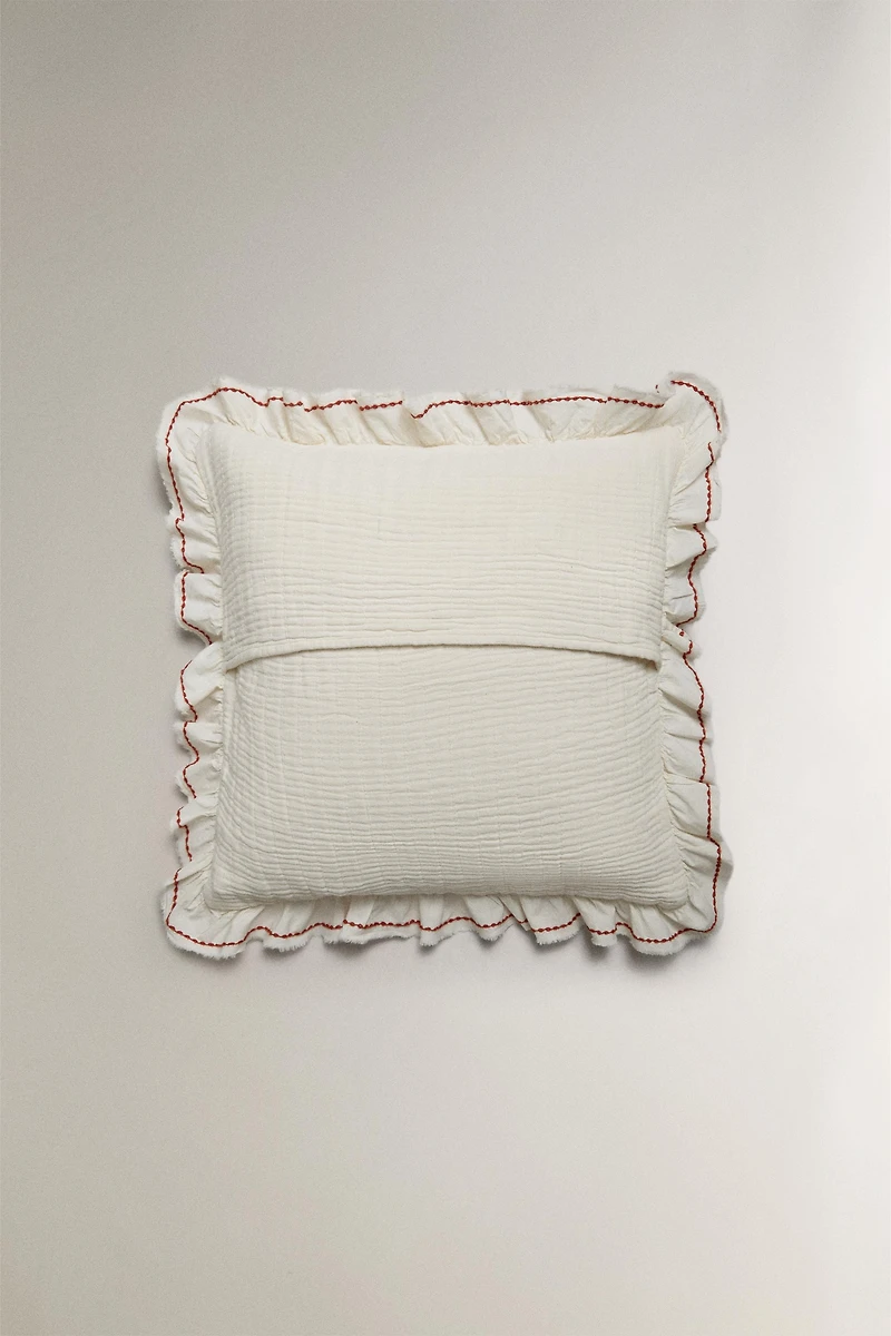 KIDS' TEXTURED RUFFLE THROW PILLOW COVER