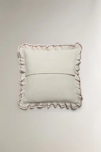 KIDS' TEXTURED RUFFLE THROW PILLOW COVER