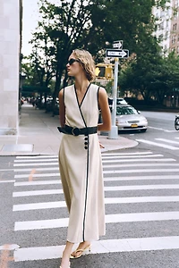 ROBE MIDI CEINTURE AVEC LIN