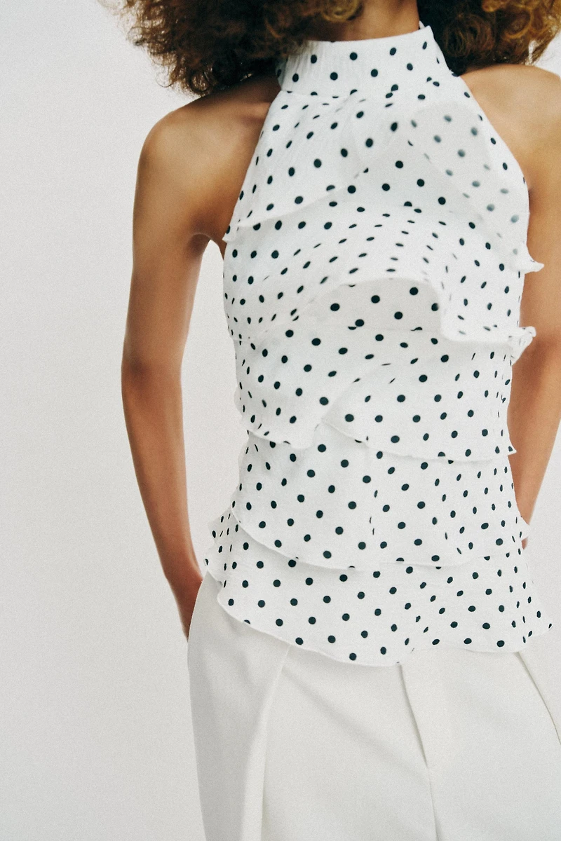 POLKA DOT HALTER TOP