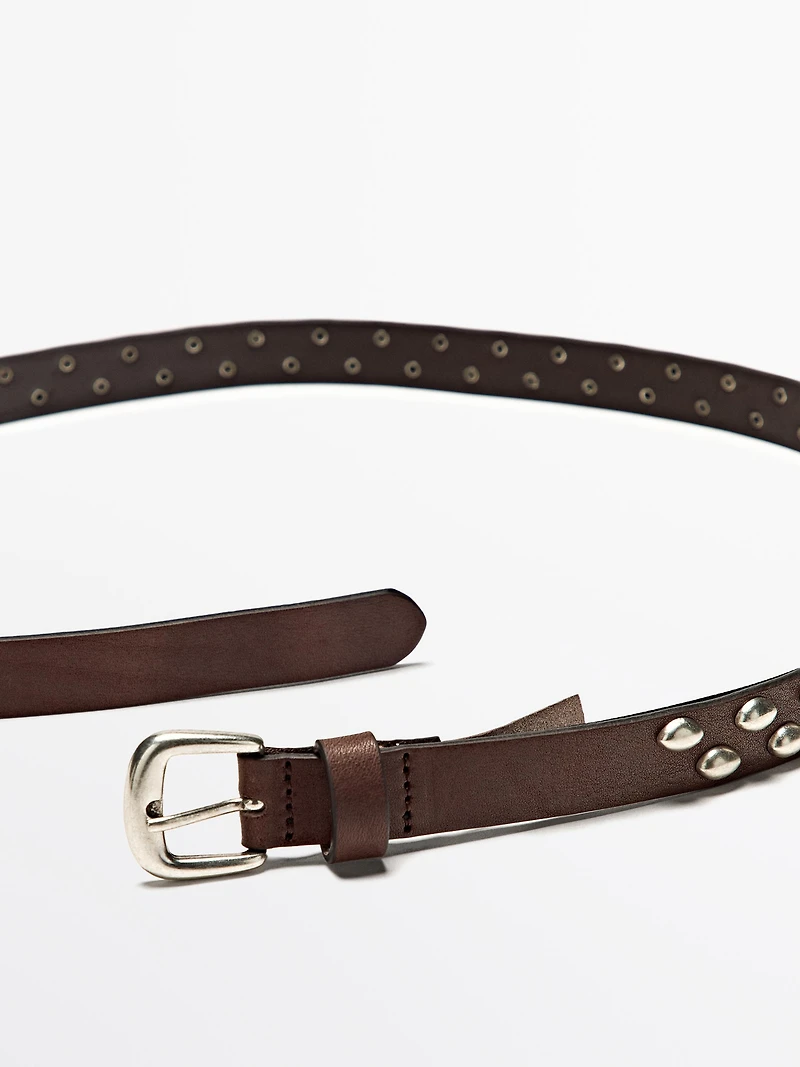 Ceinture en cuir nappa avec détail clous