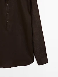 Regular fit shirt with stand collar
