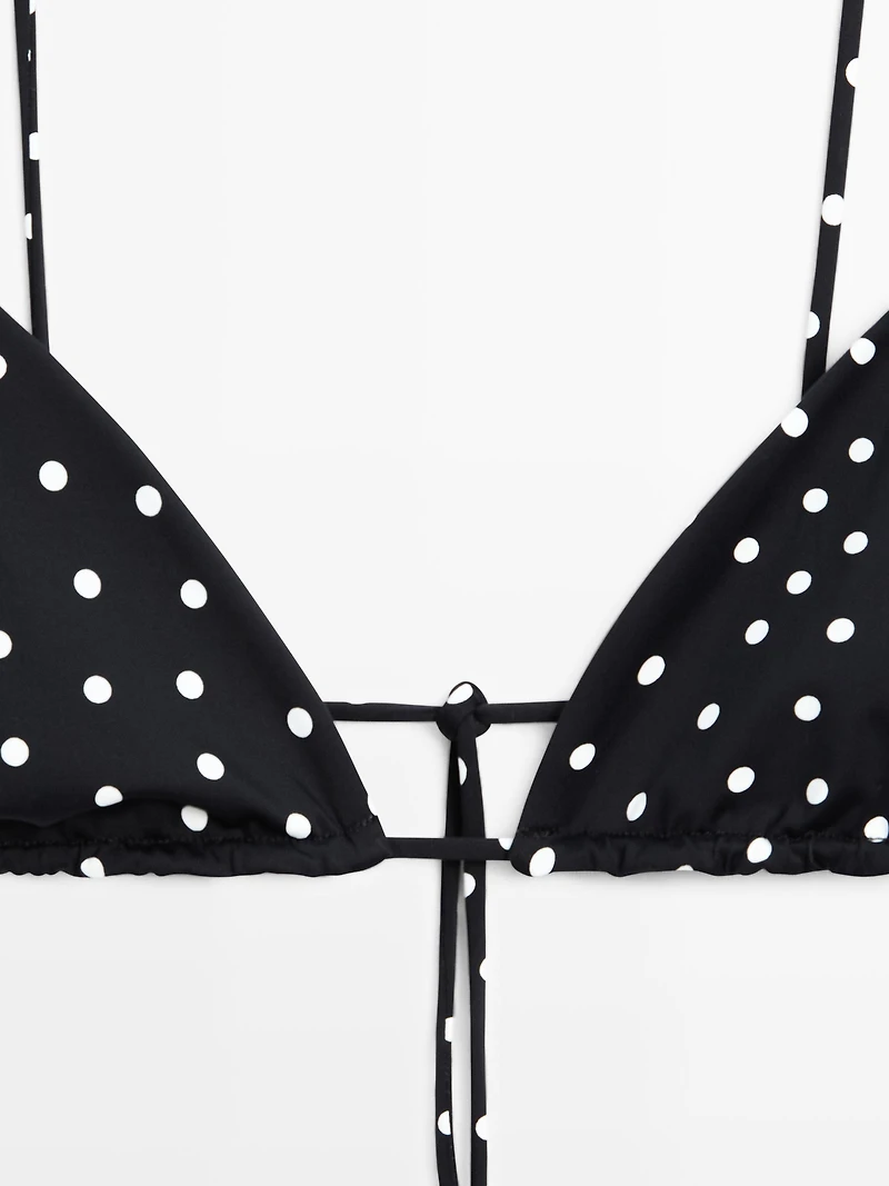 Polka dot print triangle bikini top