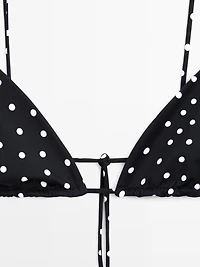 Polka dot print triangle bikini top