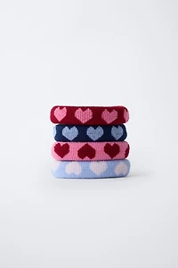 FOUR-PACK OF HEART SCRUNCHIES