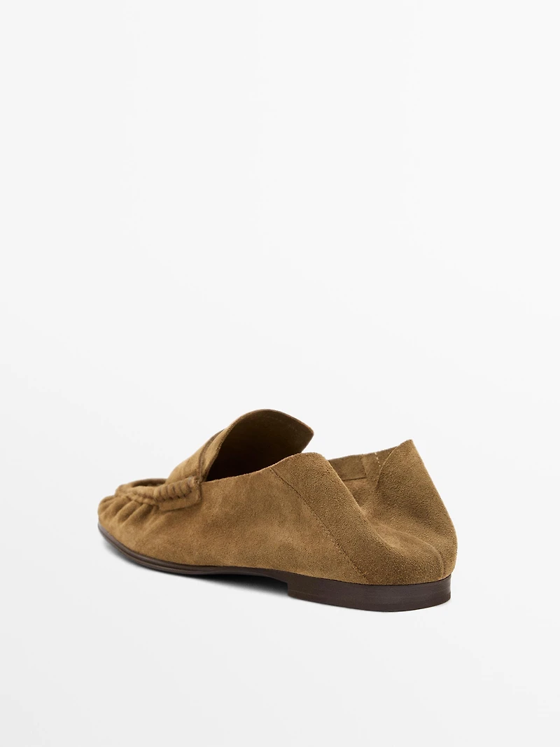 Soft split leather loafers