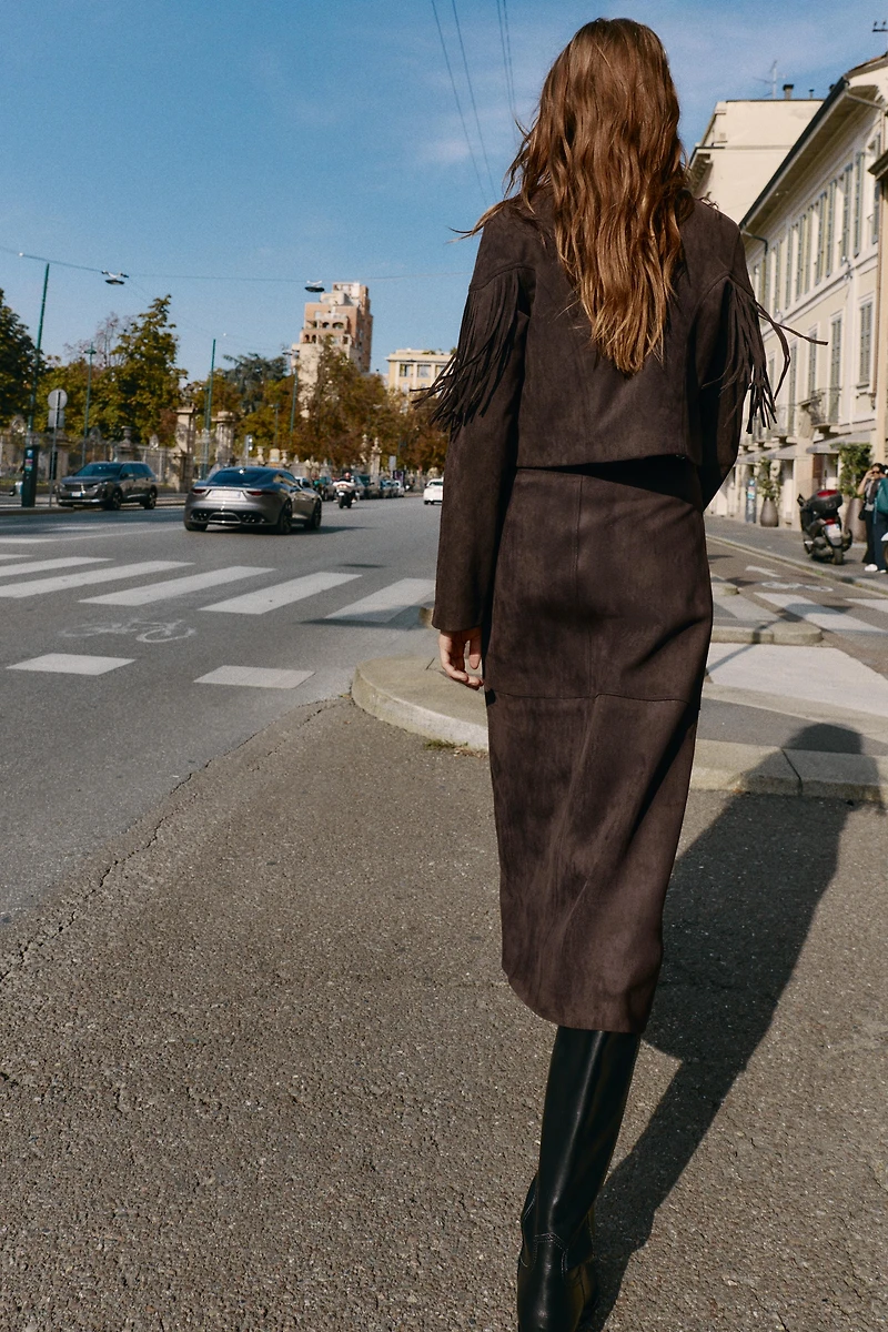 FAUX SUEDE FRINGED JACKET