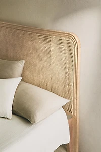 TÊTE DE LIT EN FRÊNE ET ROTIN