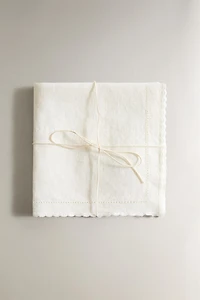 EMBROIDERED LINEN BORDER TOWEL