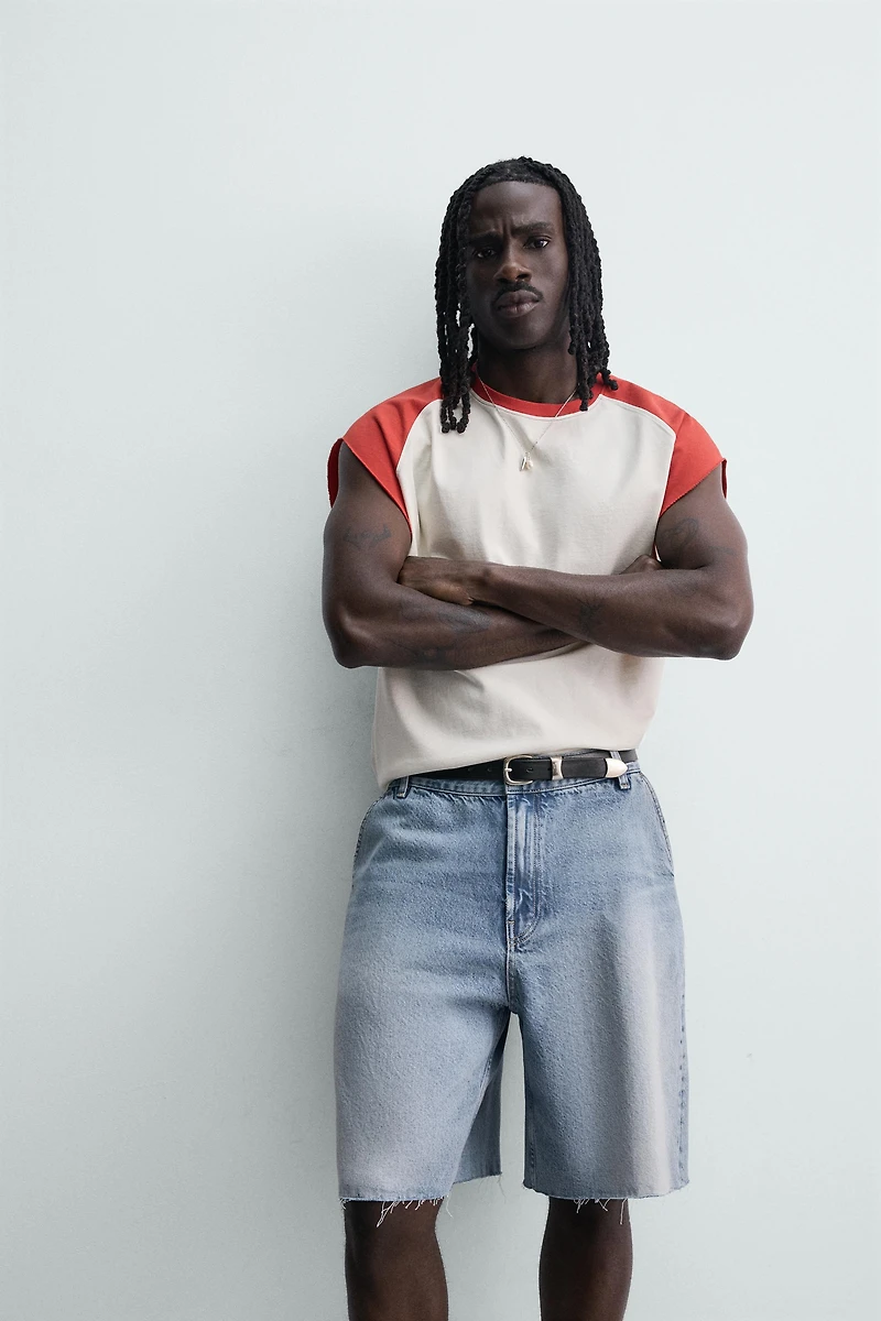 RELAXED FIT CHINO DENIM SHORTS