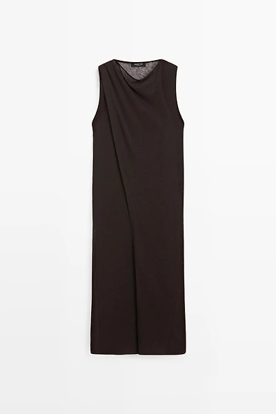 Linen blend crossover dress