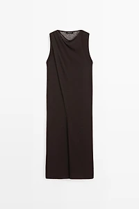 Linen blend crossover dress