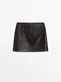 Mock croc nappa leather mini skirt