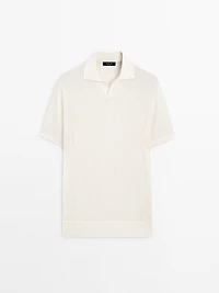 Cutwork V-neck polo shirt