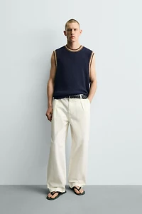 CONTRAST RIB KNIT VEST
