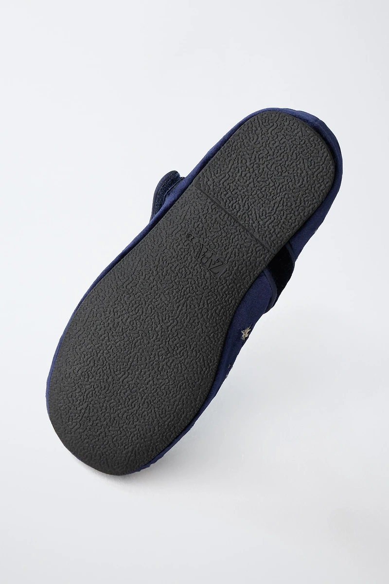 EMBROIDERED VELVET BALLET FLATS