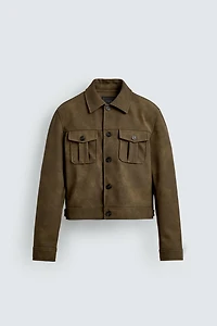FAUX LEATHER CROPPED FIT JACKET