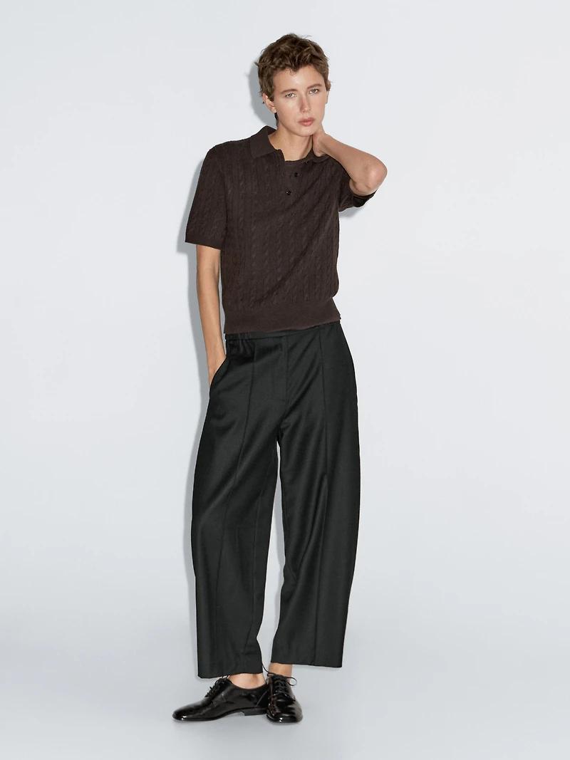 Barrel fit trousers with elasticated waistband