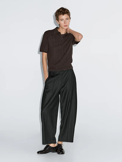 Barrel fit trousers with elasticated waistband