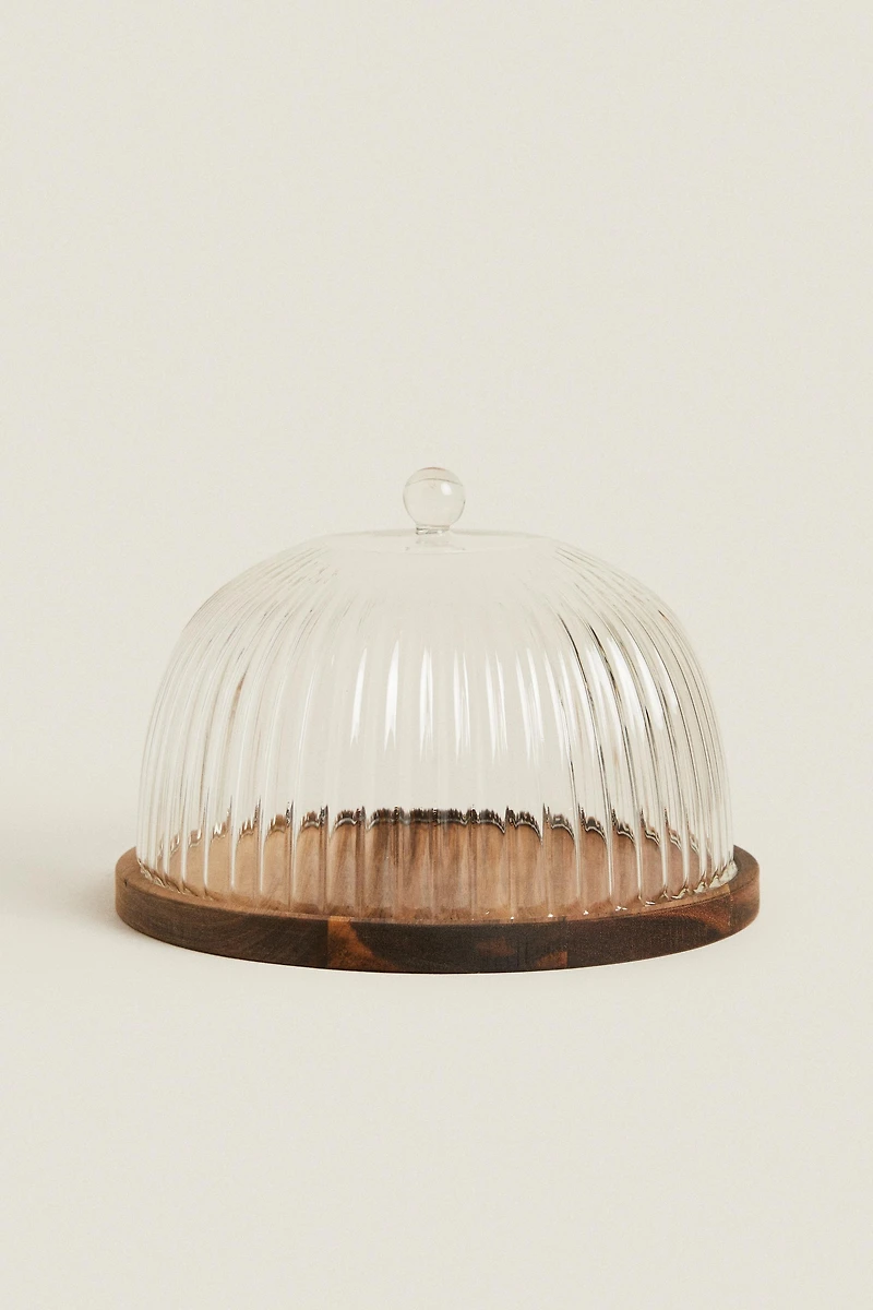 BOROSILICATE WOODEN CAKE DISH