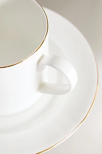 RIMMED BONE CHINA TEACUP AND SAUCER