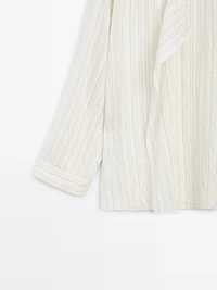 Striped flowing wrap shirt