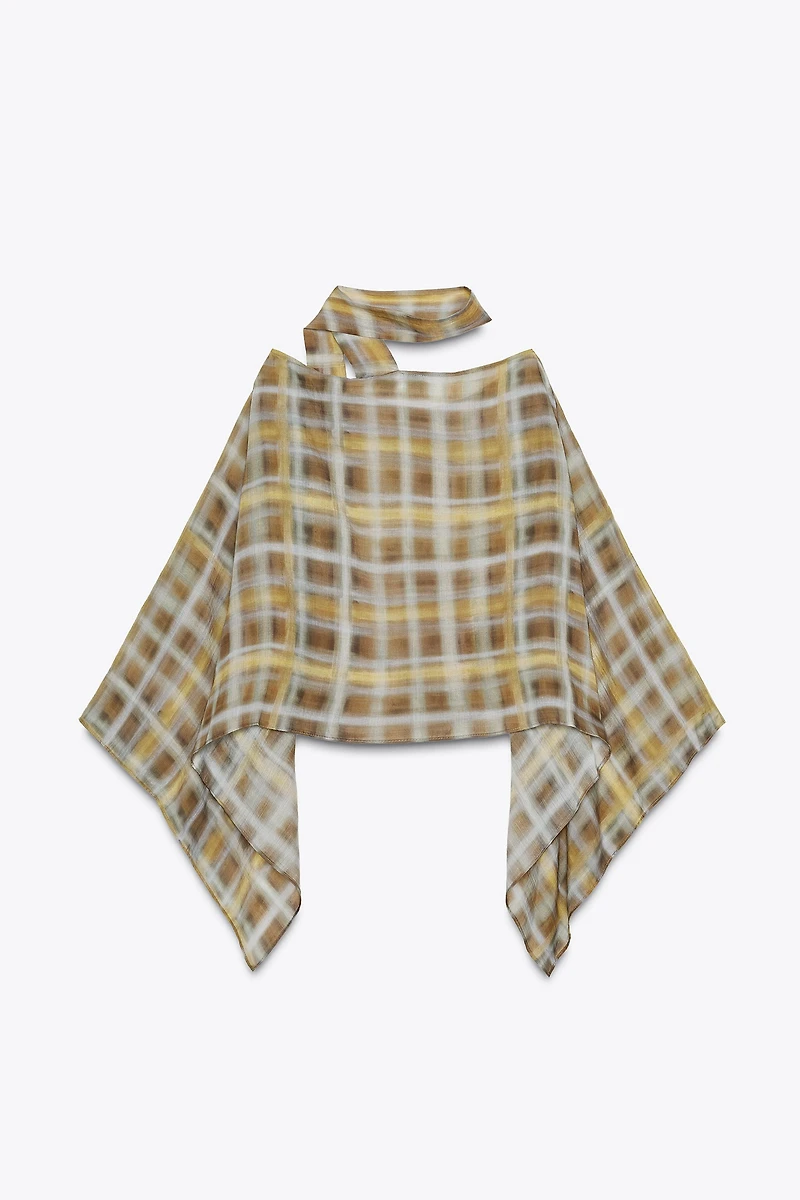 PLAID SCARF CAPE