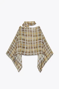 PLAID SCARF CAPE