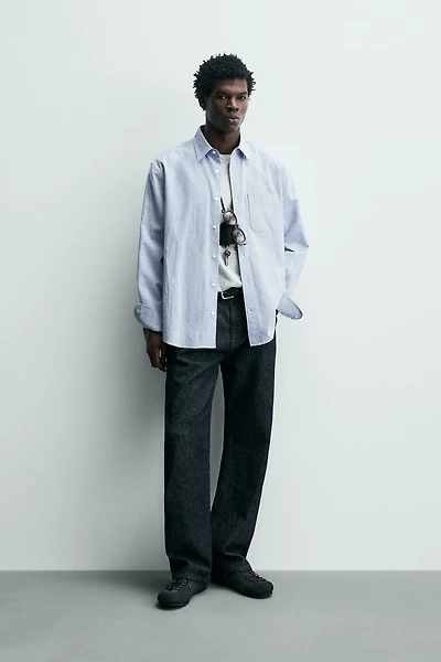 WRINKLED EFFECT STRIPED SHIRT