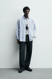 WRINKLED EFFECT STRIPED SHIRT