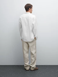Chemise slim en lin mélangé