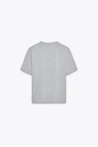 METALLIC THREAD TEXT T-SHIRT