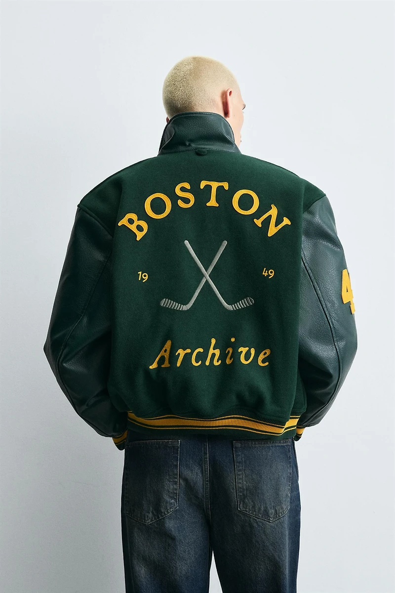 BLOUSON BOMBER EN MATIÈRES VARIÉES