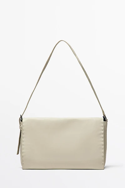 Sac bandoulière en cuir nappa à surpiqûres