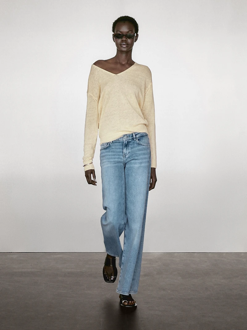 Pull en maille 100 % lin à manches longues