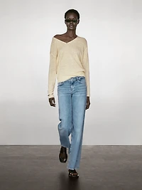 Pull en maille 100 % lin à manches longues