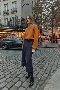 Z1975 BELTED WRAP DENIM MIDI SKIRT