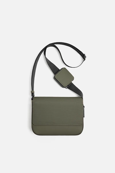 TEXTURED RUBBERIZED CROSSBODY BAG