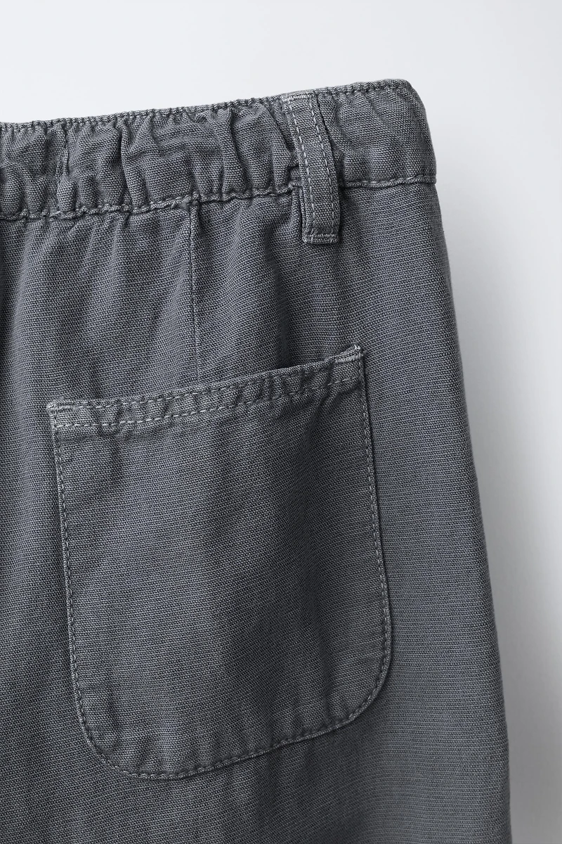 STRAIGHT-LEG COTTON-LINEN PANTS