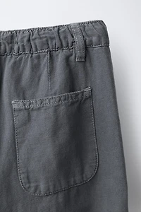STRAIGHT-LEG COTTON-LINEN PANTS