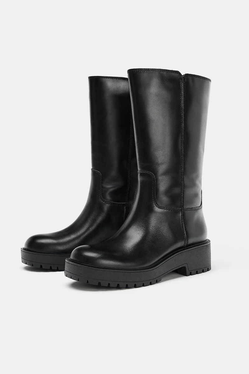 WATER REPELLENT LEATHER BOOTS WITH LUG SOLES