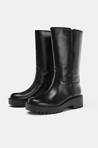 WATER REPELLENT LEATHER BOOTS WITH LUG SOLES